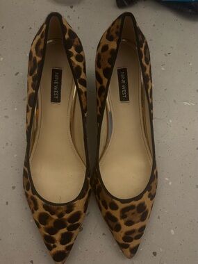Nine West Leopard-Print Pointed-Toe Flats - Tan/Black